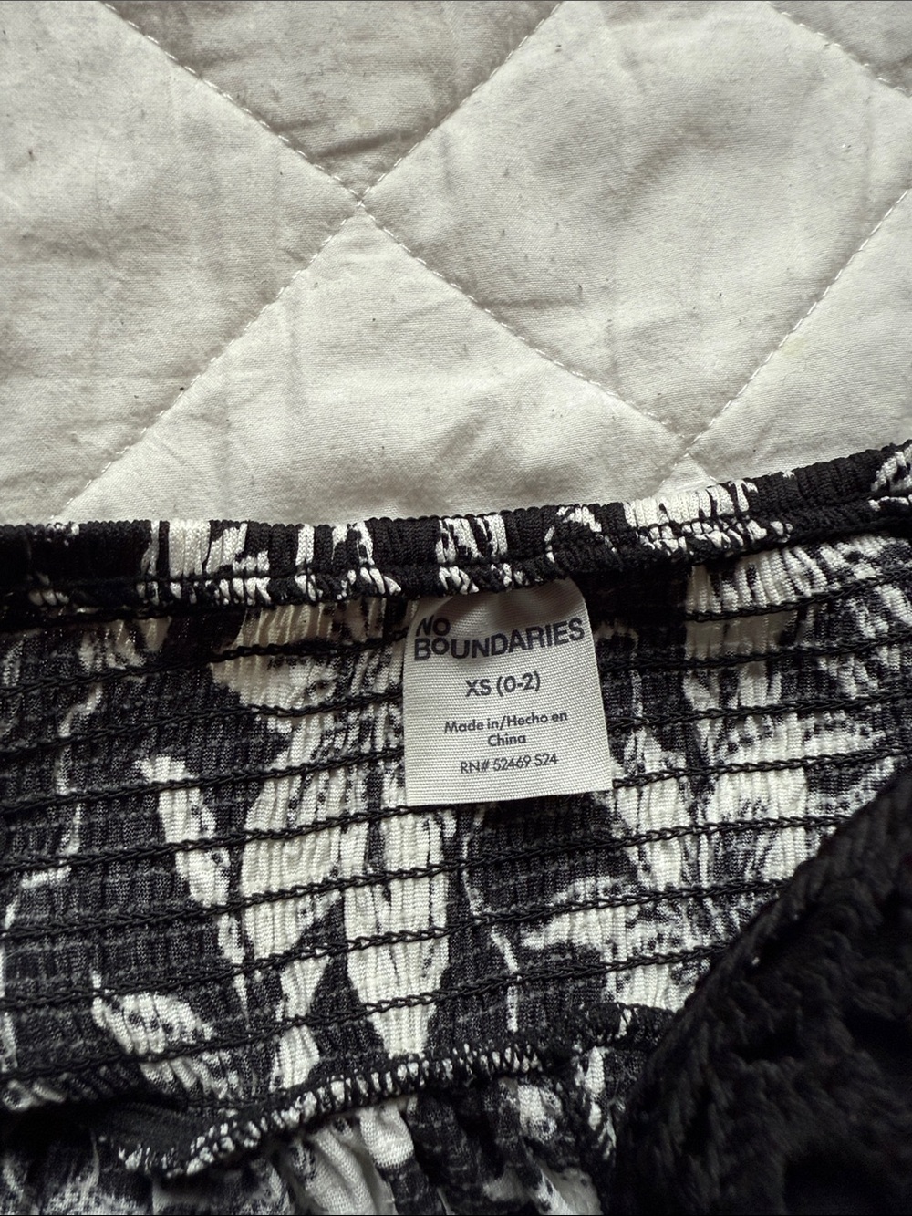 No Boundaries Black and White Smocked Tube Top - Picture 2 of 3